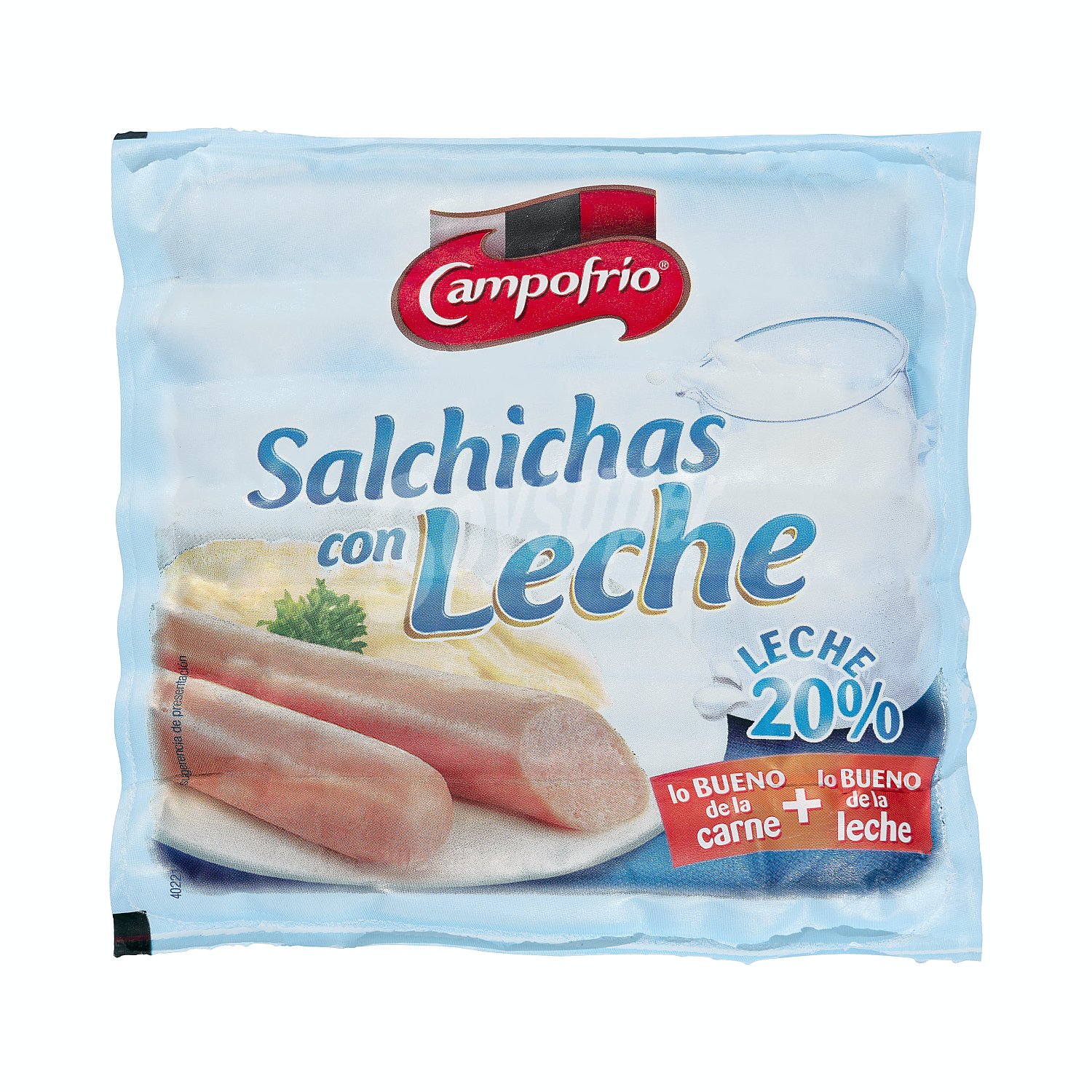 Salchichas cocidas con leche de pollo, cerdo y pavo