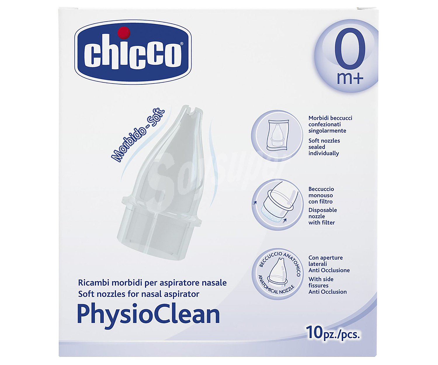 Recambios blandos desechables y con filtro absorbente para aspitador nasal physoclean