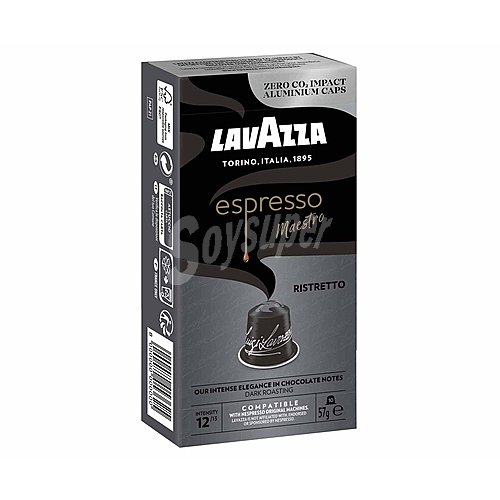 Lavazza Café espresso ristretto en cápsulas compatibles con Nespresso, Intensidad 12, lavazza