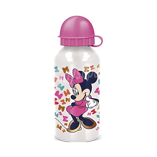 Botella infantil de aluminio 0,4 litros, diseño minnie.