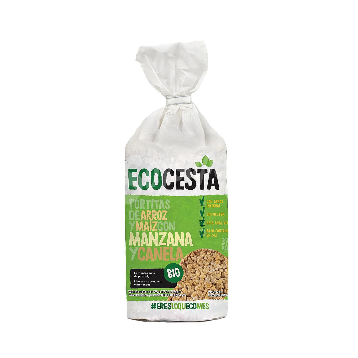 Tortitas de arroz y maíz con manzana y canela ecológicas ecocesta sin gluten