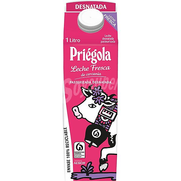 Leche fresca desnatada pasterizada