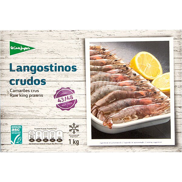 Langostino crudo 43-48 piezas estuche 1000 g neto escurrido