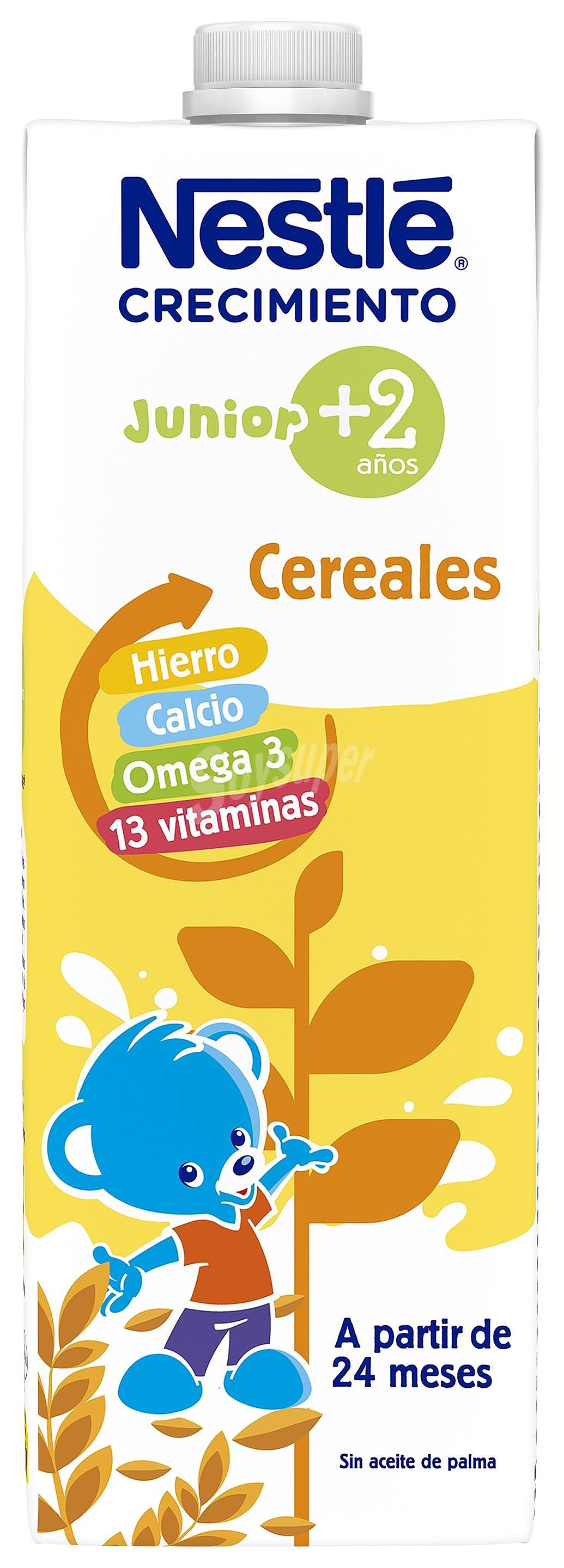 Leche infantil de crecimiento desde 2 años con cereales Nestlé Junior sin aceite de palma