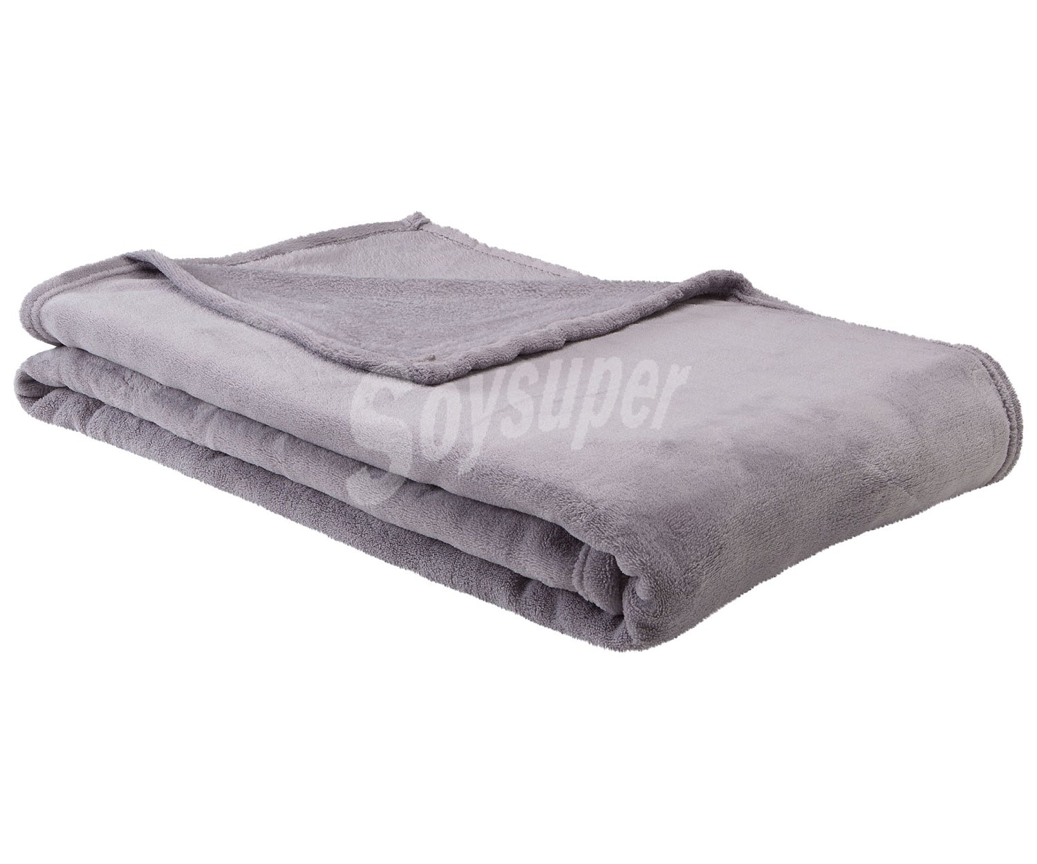 Manta de coralina color gris para cama individual, 100% poliéster 240g/m², 180x220cm. actuel.