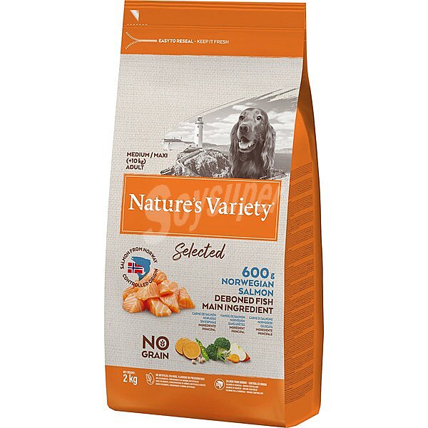 Selected pienso para perros adultos medianos y grandes No Grain salmón bolsa 2 kg