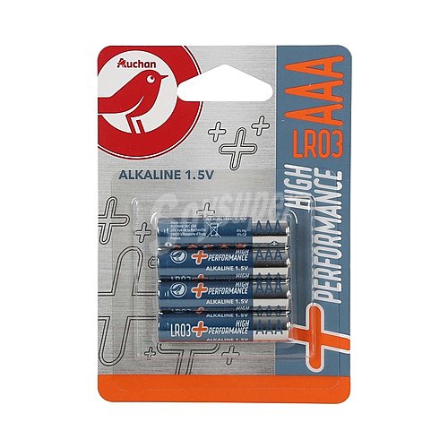 Pilas alcalinas aaa, LR03, 1,5V, producto alcampo High Performance