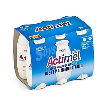 Leche fermentada con Lcasei y sabor natural actimel de Danone