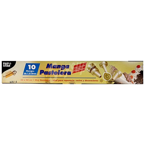 Mangas pasteleras desechables de 23x46 centímetros (1,8 litros) más 3 boquillas PAP star