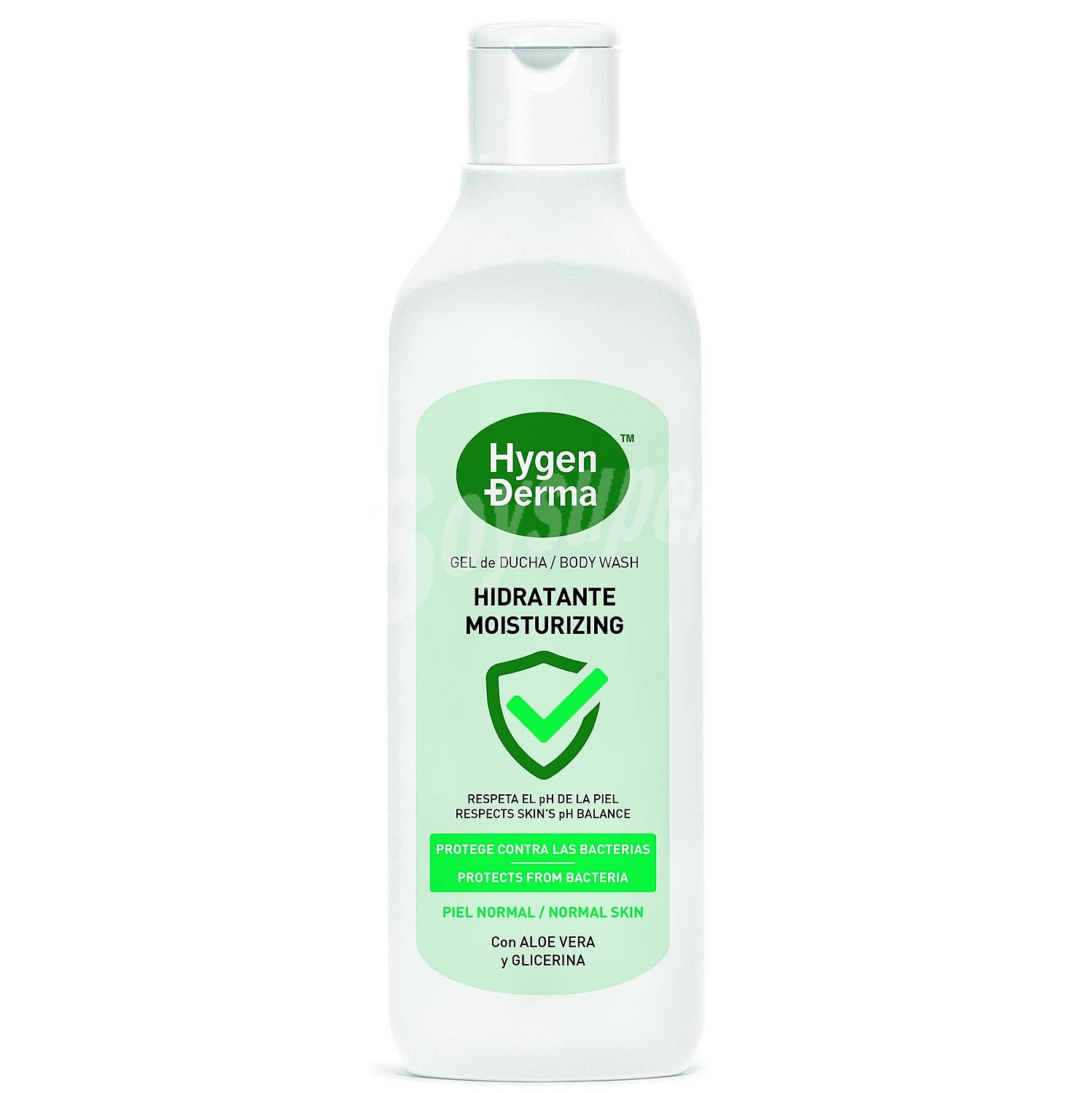 Gel para gaño o ducha hidratante con glicerina y aloe vera, para pieles normales