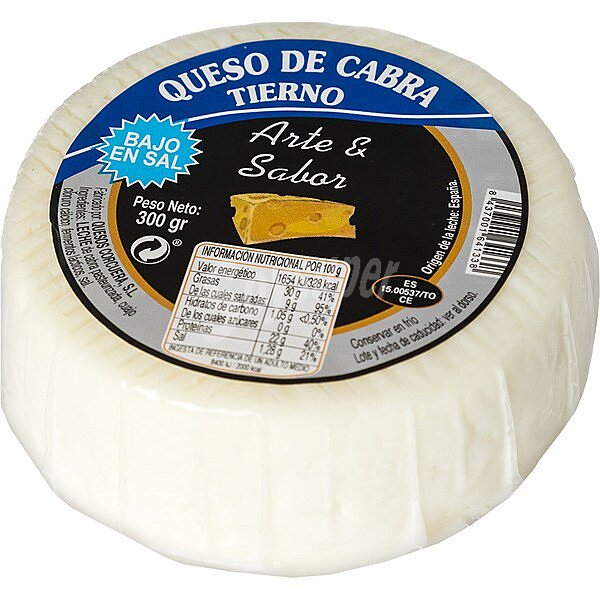 Queso de cabra tierno bajo en sal elaborado con leche pasteurizada pieza