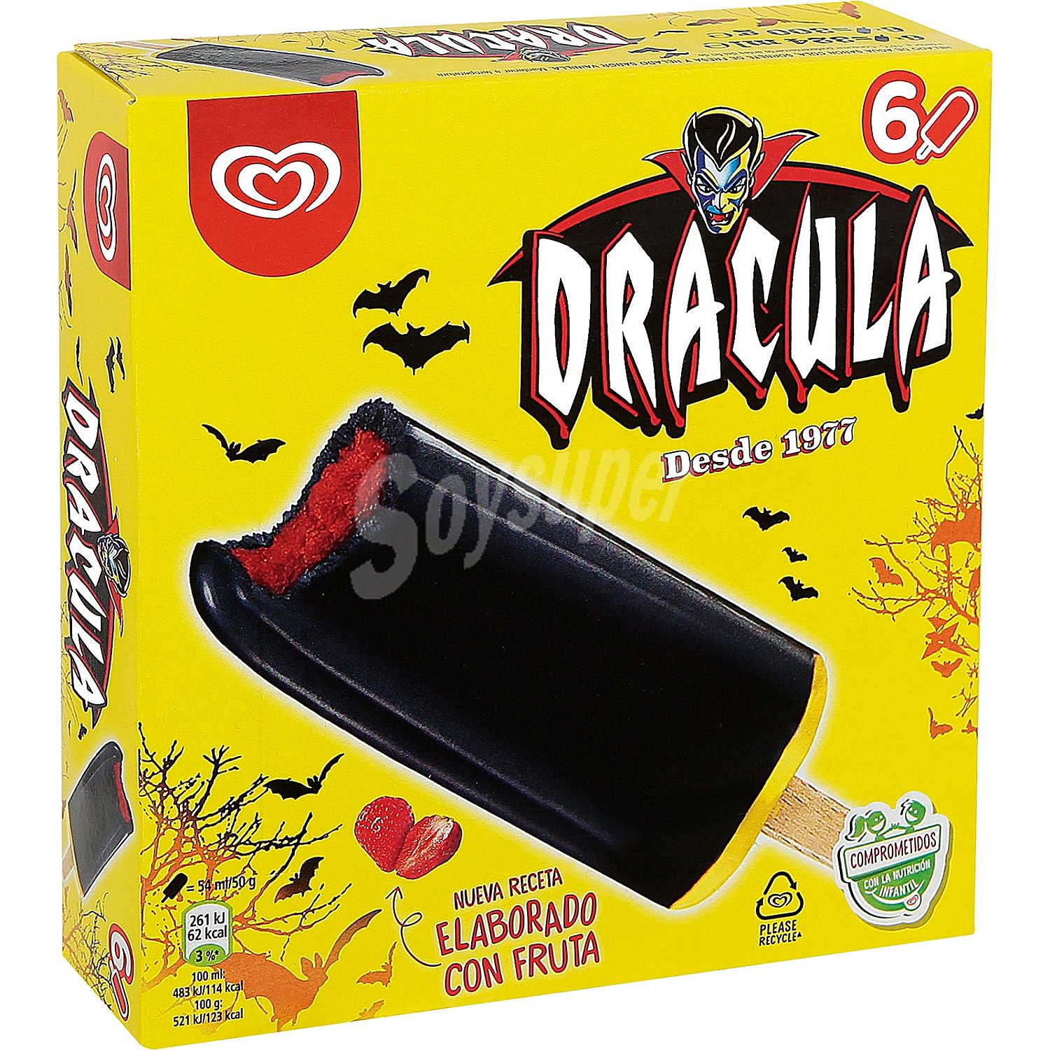 Helado de fresa Drácula sin gluten