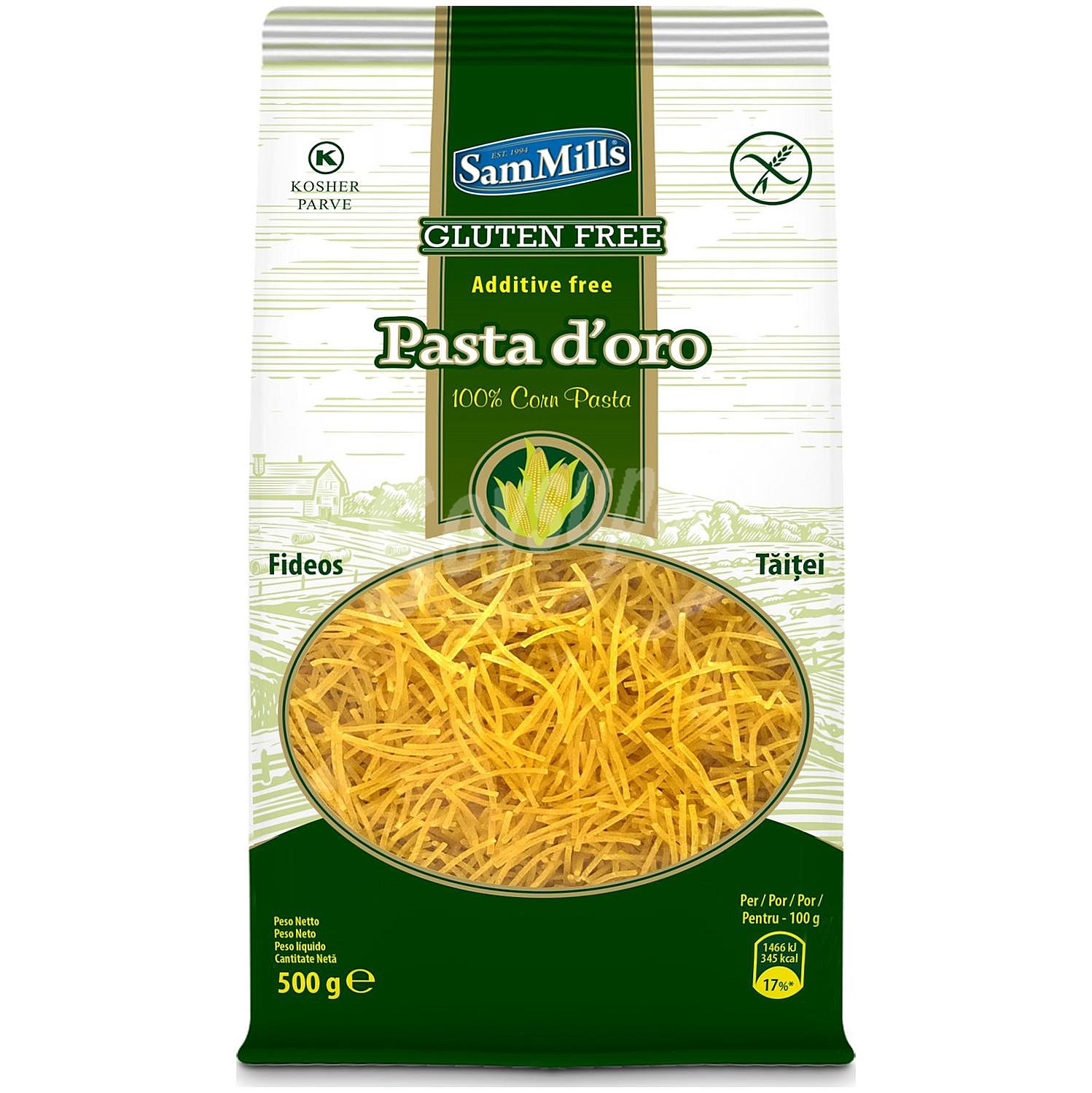 Pasta fideo cabellín Sam Mills sin gluten