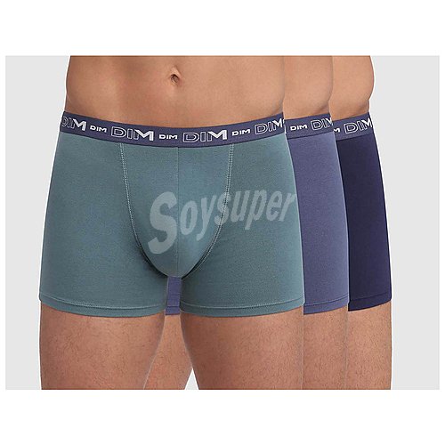 Lote de 3 calzoncillos bóxer de algodón para hombre DIM Coton Stretch, talla