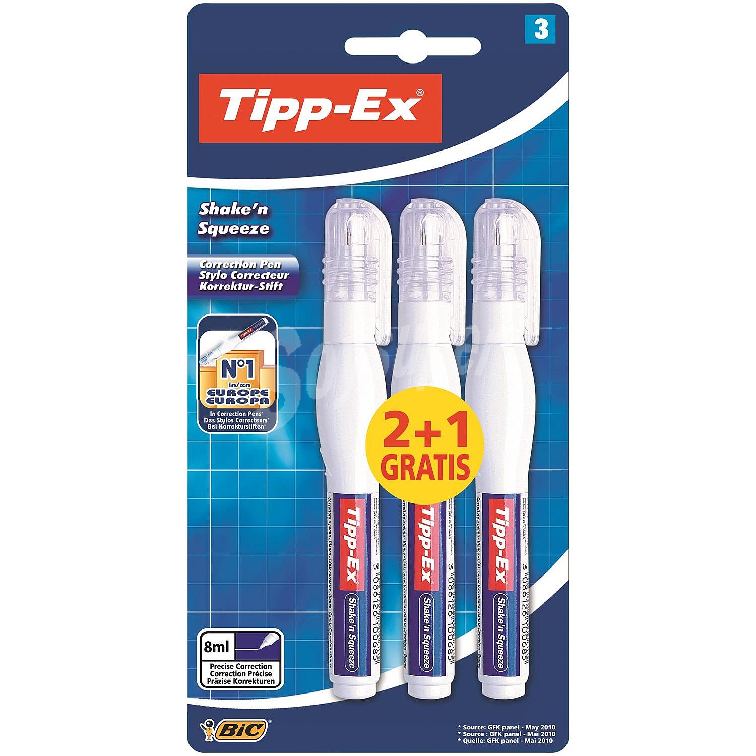 Corrector Lápiz Tipp-Ex Shake`s Squeeze 2+1