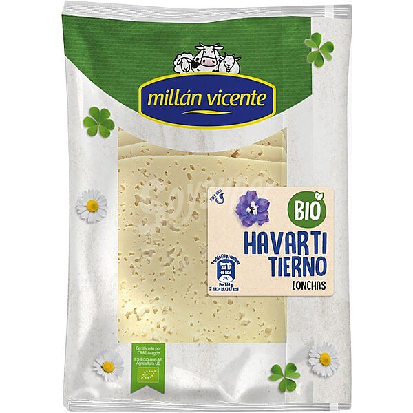 Queso havarti en lonchas ecológico