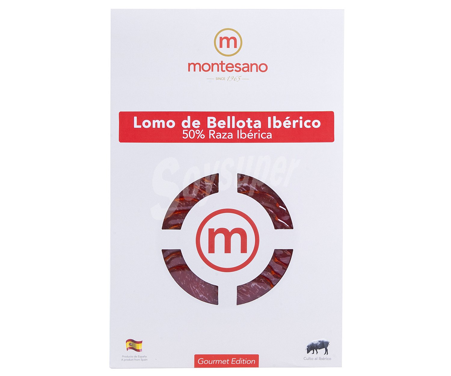 Monte roble Lomo de bellota ibérico (50% raza ibérica), cortado en lonchas montesano