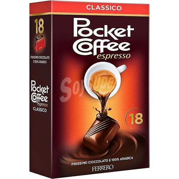 Pocket coffee bombones de chocolate y café 100% arábica