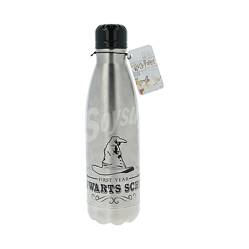 Botella de acero inoxidable con de capacidad, diseño color gris Howarts School, harry potter