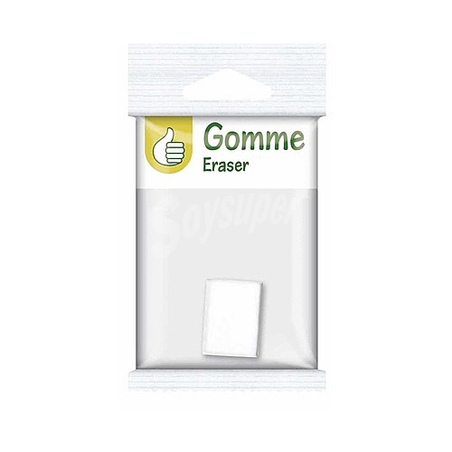 Goma de borrar rectangular y de color blanco producto económico alcampo