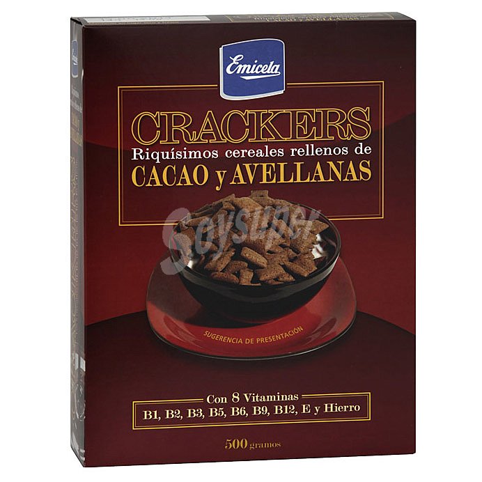 Crackers cereales rellenos de cacao y avellanas