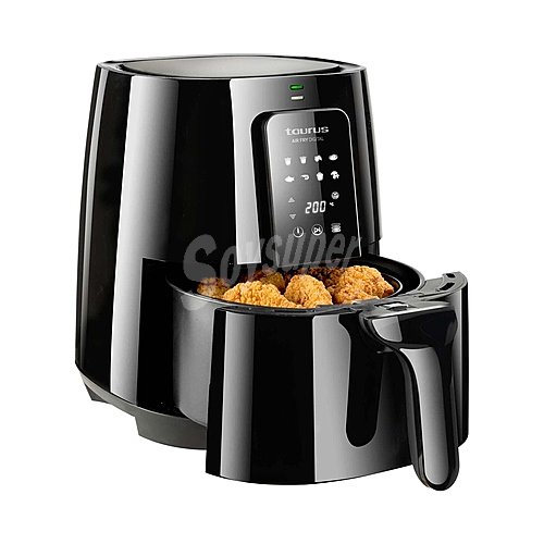 Freidora de aire taurus Air Fry Digital, 1300W, capacidad 3,5L, temporizador, termostato 200°C, pantalla táctil, 8 programas