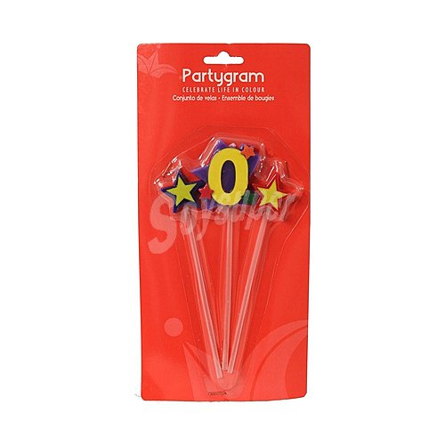 Velas de cumpleaños, 2 estrellas y número 0 partygram