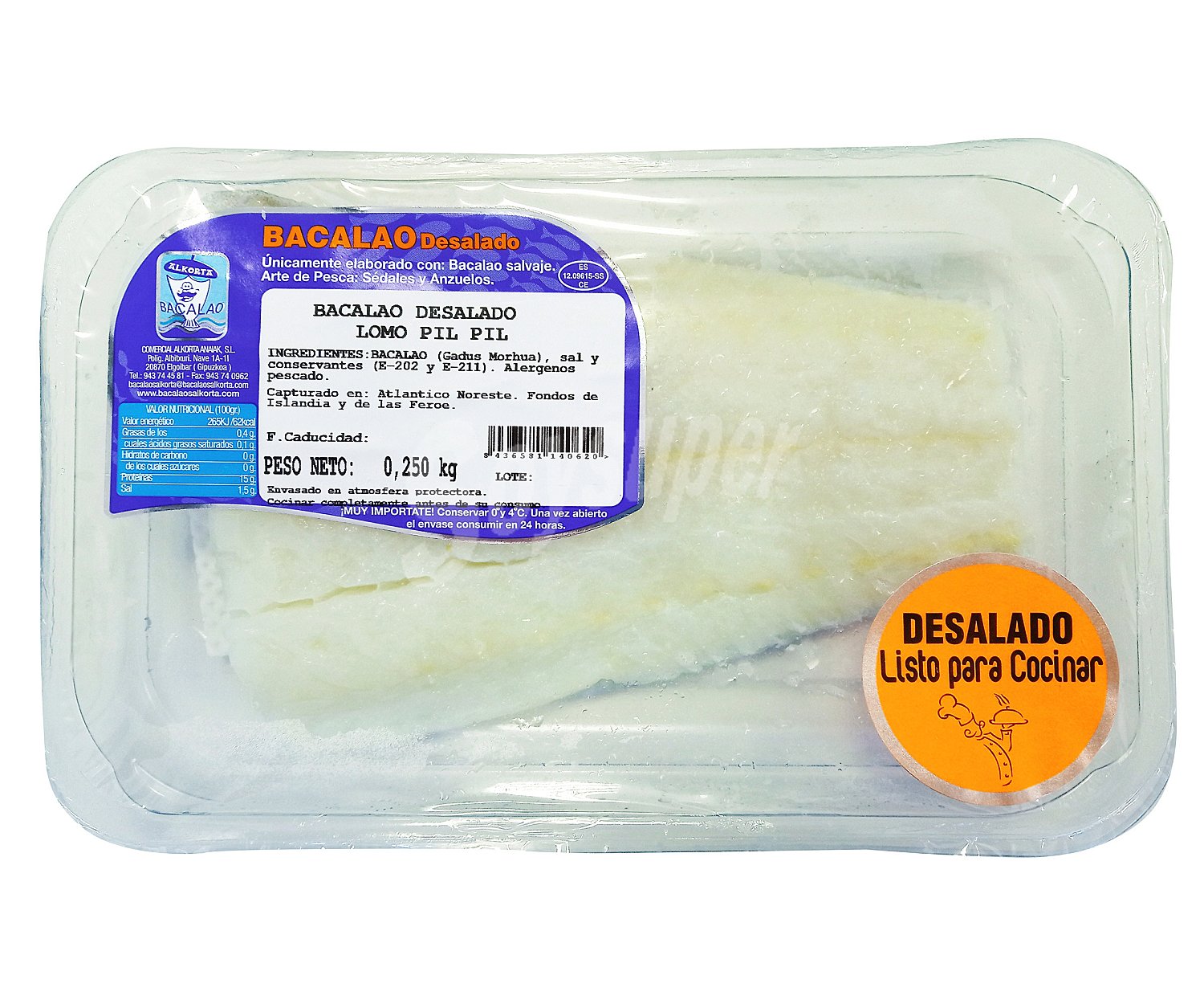 Bacalao desalado lomo pil pil