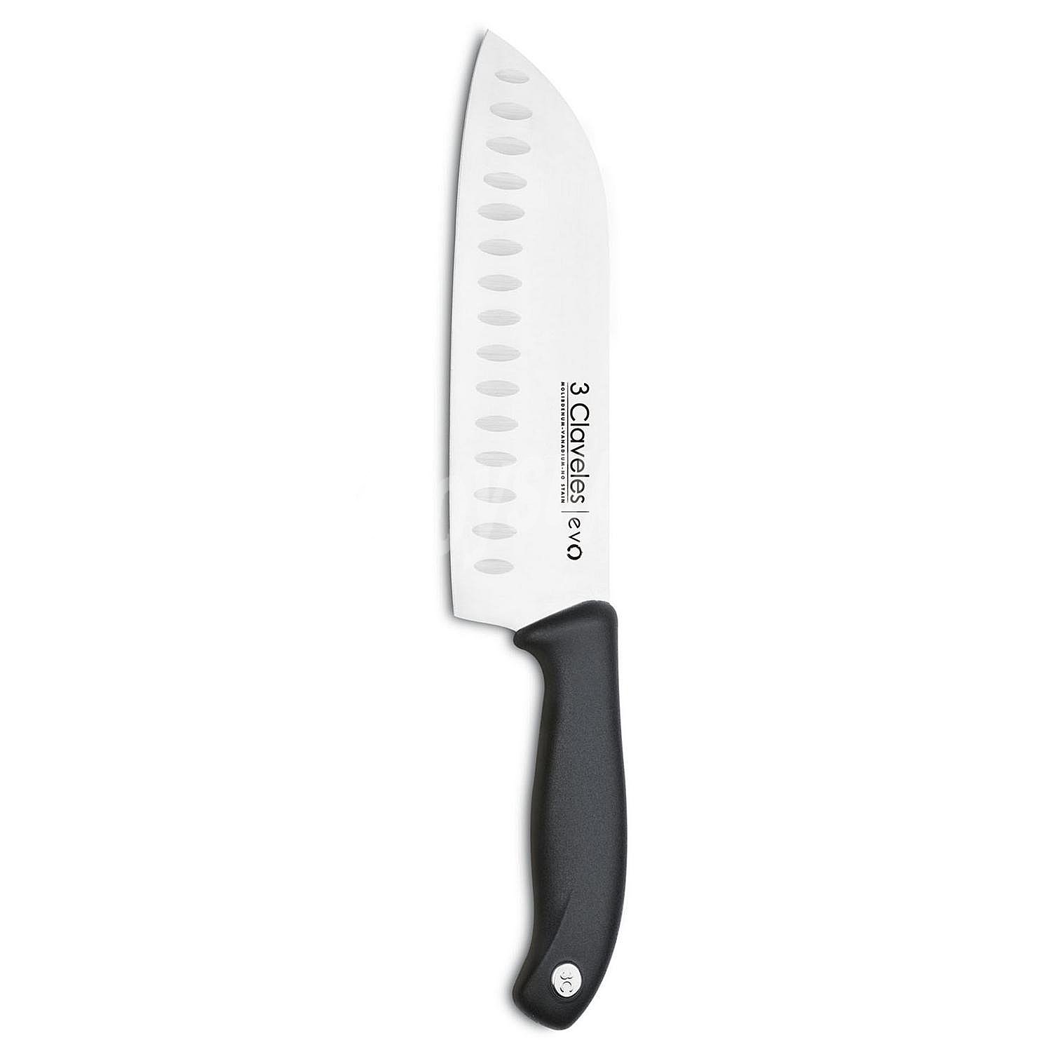 Cuchillo Santoku Alveolado de Acero Inoxidable 3 claveles 18 cm