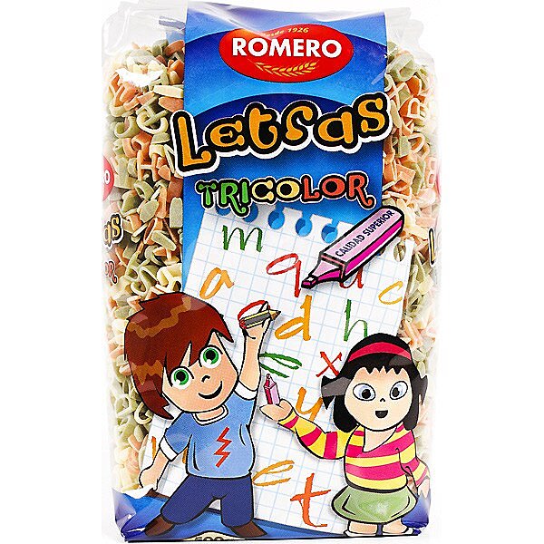 Pasta letras con vegetales