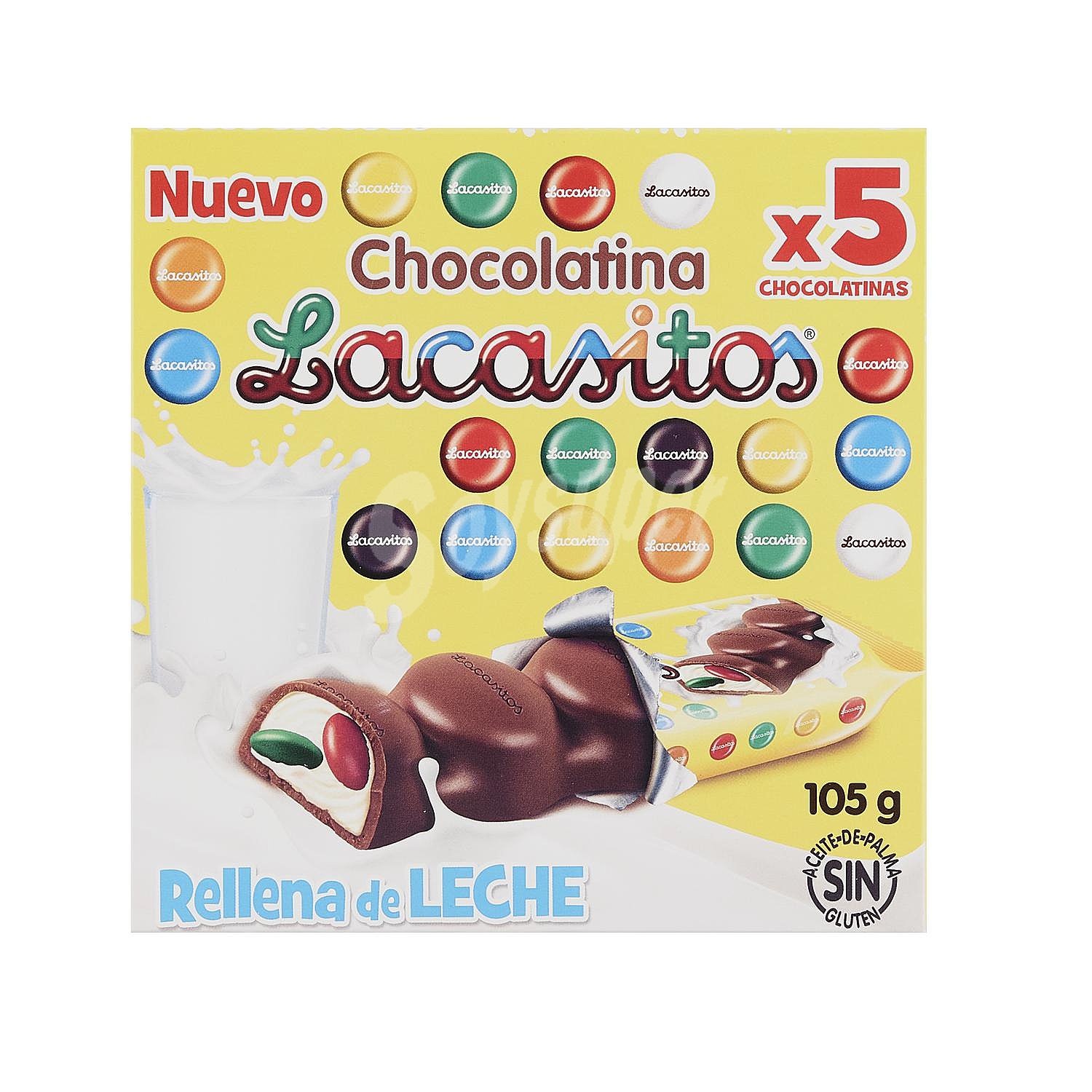 Chocolatina rellena de crema de leche Lacasitos sin gluten