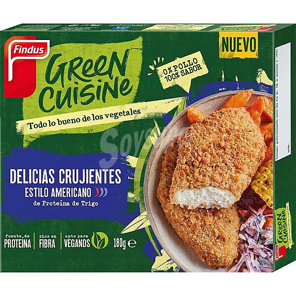 Delicias crujientes estilo amaricano de proteína vegetal green cuisine