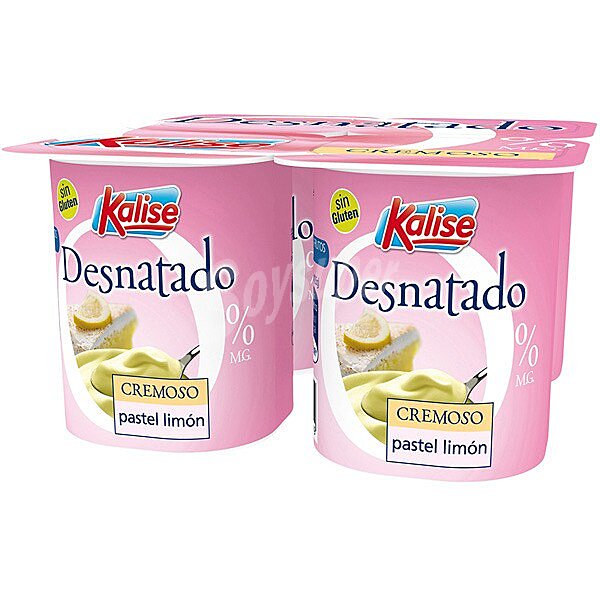 Yogur desnatado cremoso 0% materia grasa, sabor pastel de limón