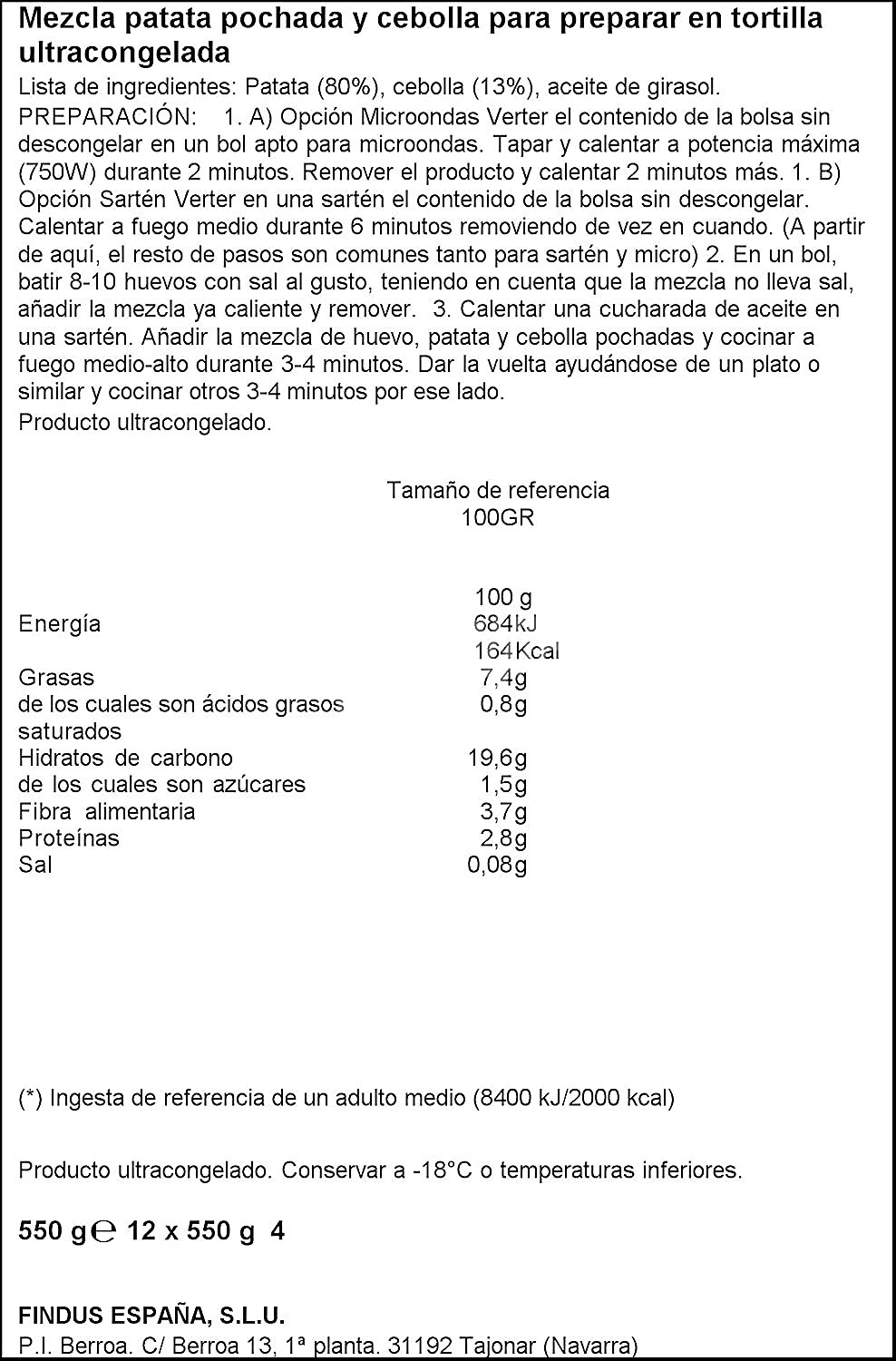 Patatas y cebollas pochadas Findus-Verdeliss