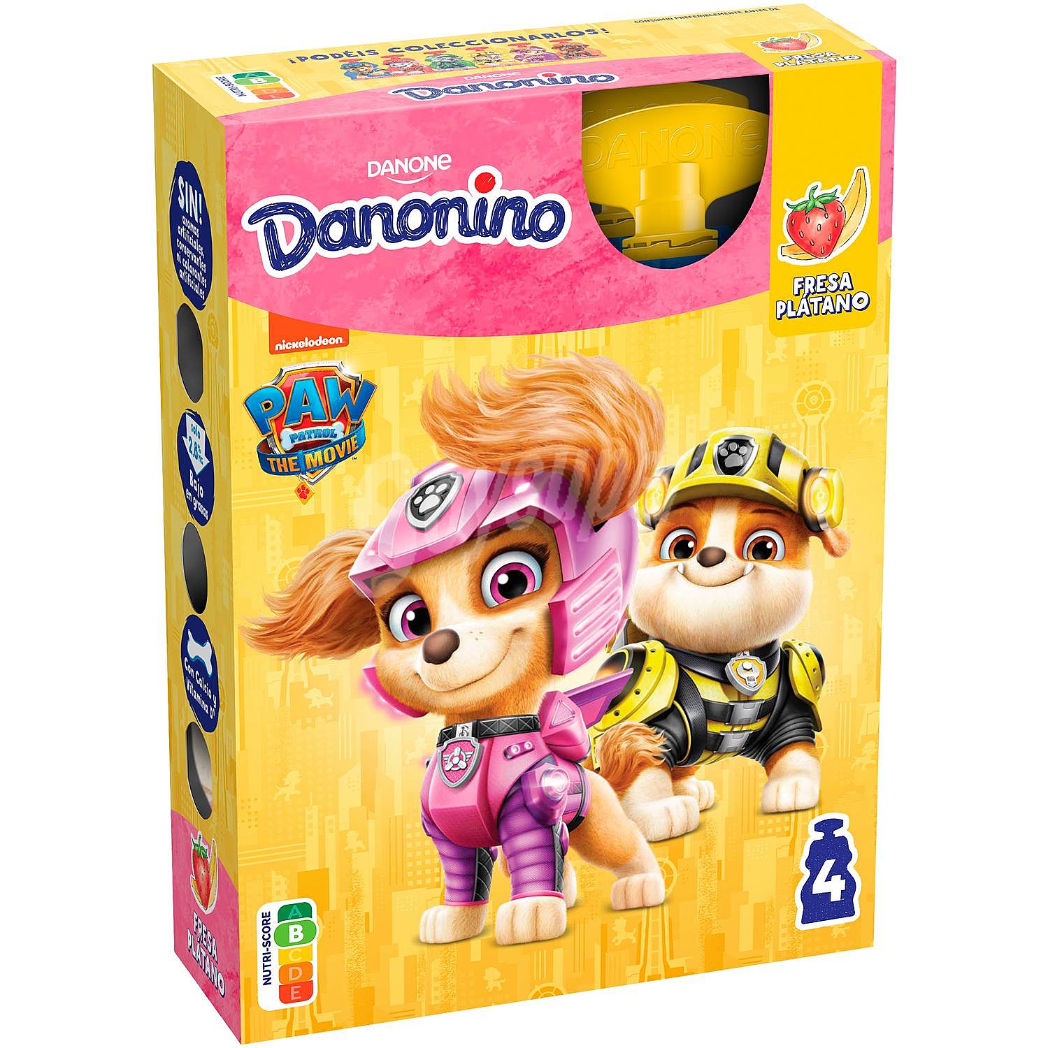 Yogur líquido de fresa y plátano Danone Danonino