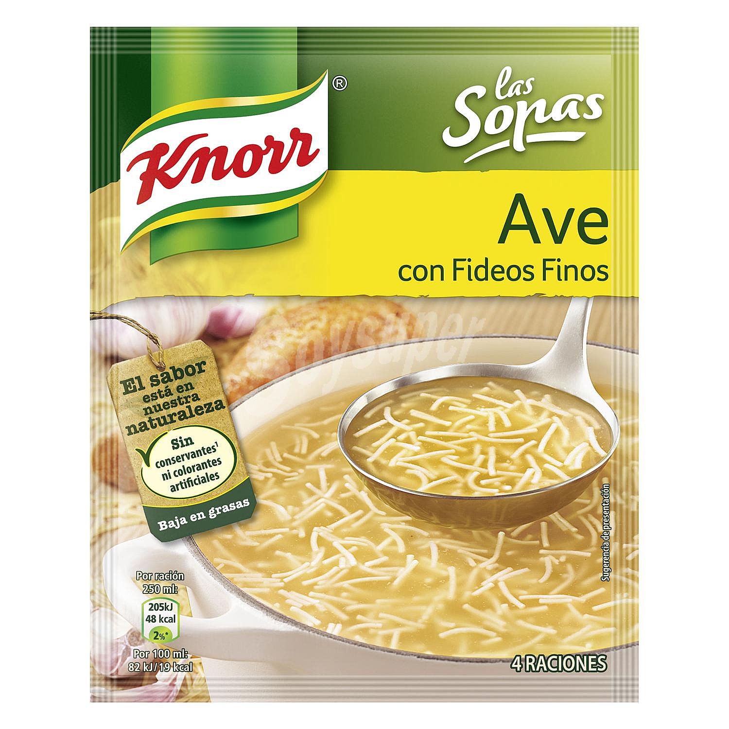 Sopa de ave con fideos finos Knorr