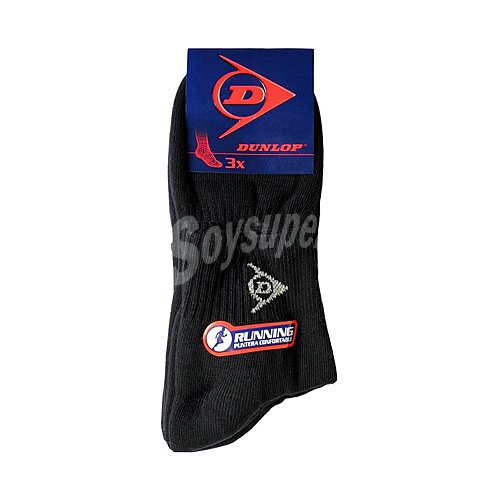 Pares de calcetines tobilleros dunlop Running, color negro, talla 39/42