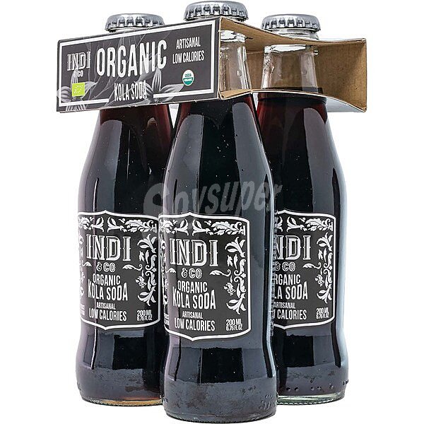 Bebida mixer Black Cola 100% ecológica pack 4 botellas 20 cl