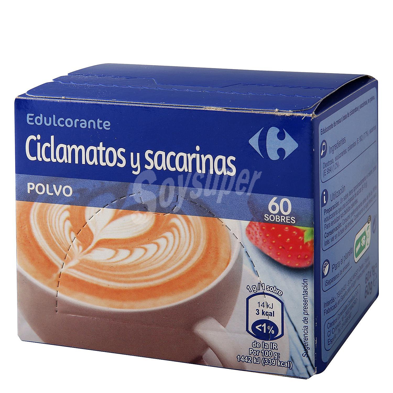 Edulcorante climatos y sacarinas en polvo Carrefour