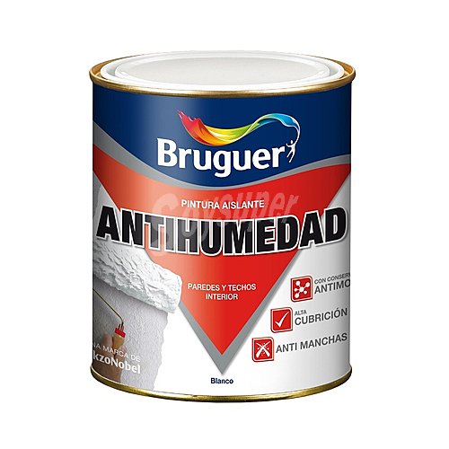 Pintura impermeable antihumedad de color blanco y acabado mate bruguer