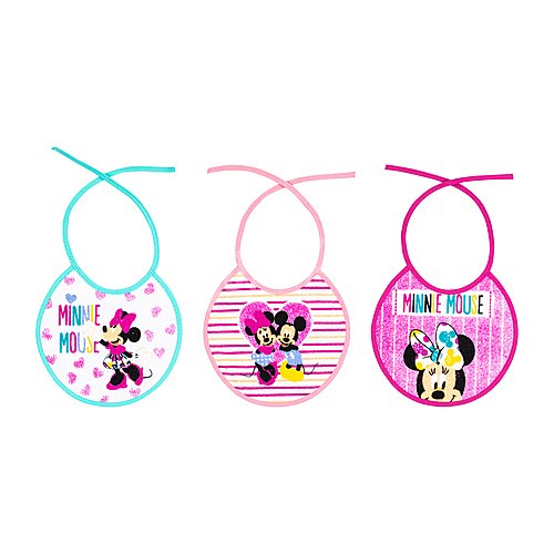 Pack de 3 baberos de rizo con lazos, minnie.