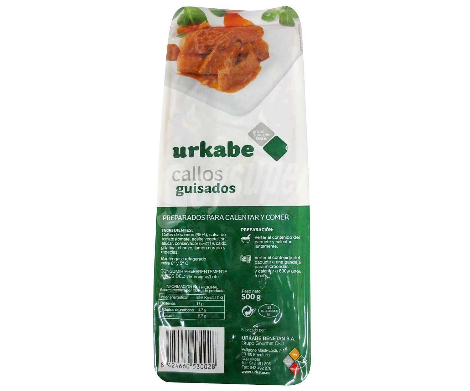 Callos de ternera guisados, listos para calentar y comer