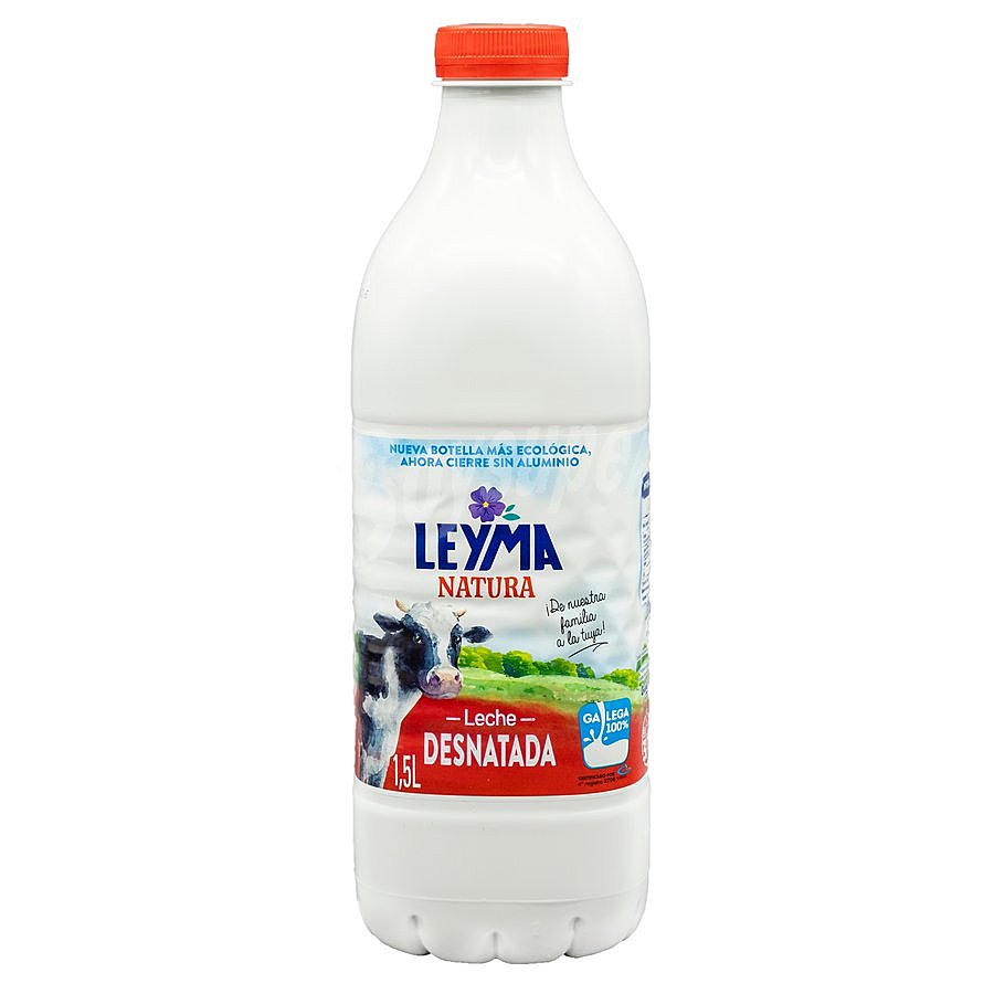 Leche fresca de vaca, desnatada y pasteurizada, de origen 100% gallega