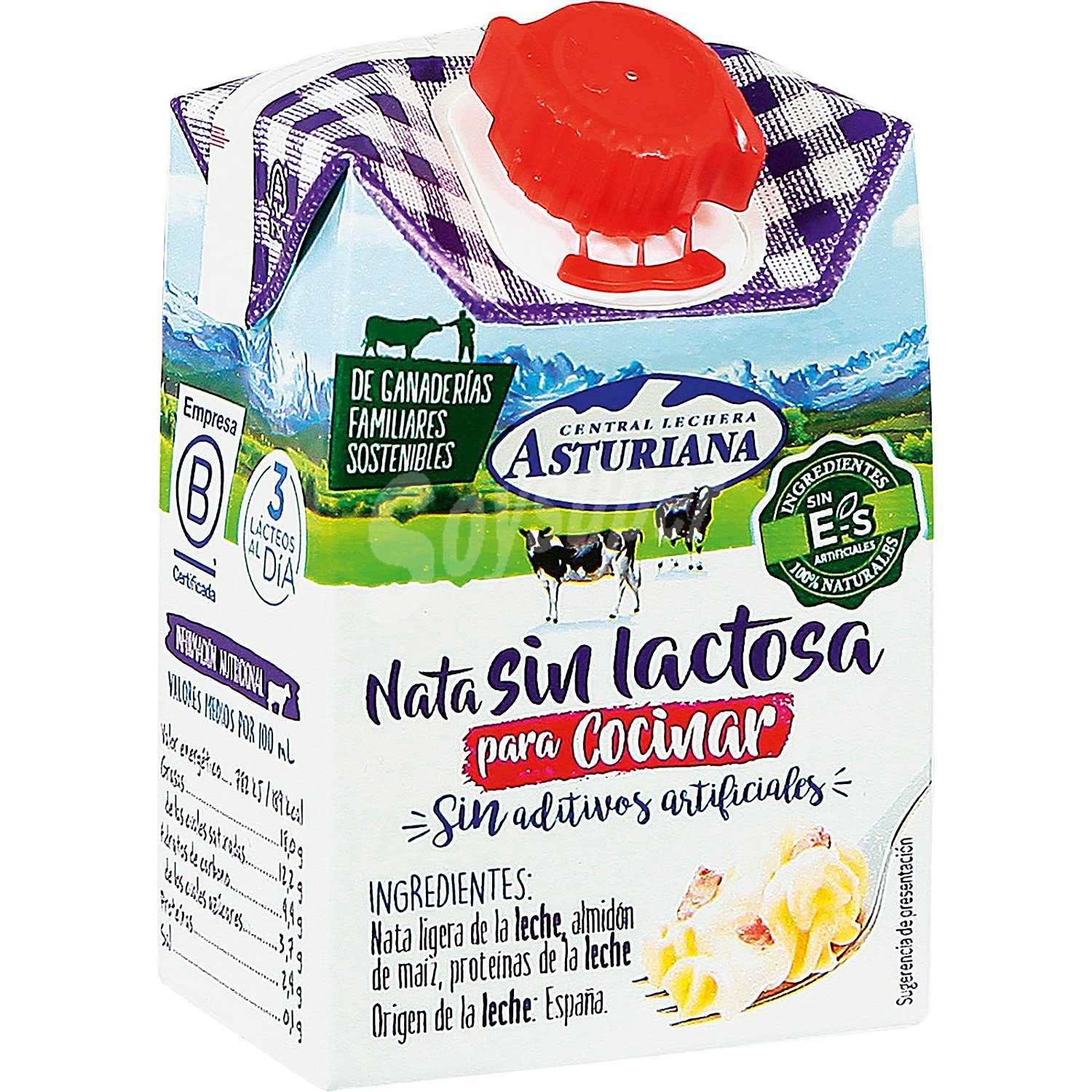 Nata líquida sin lactosa para cocinar central lechera asturiana