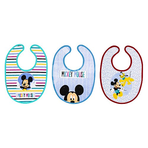 Pack de 3 baberos de rizo con velcro, mickey.