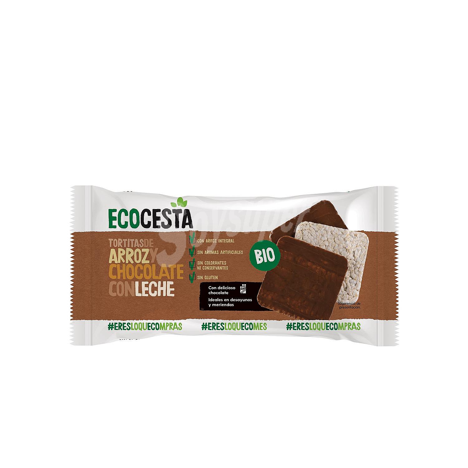 Tortitas de arroz y chocolate con leche ecológicas ecocesta sin gluten