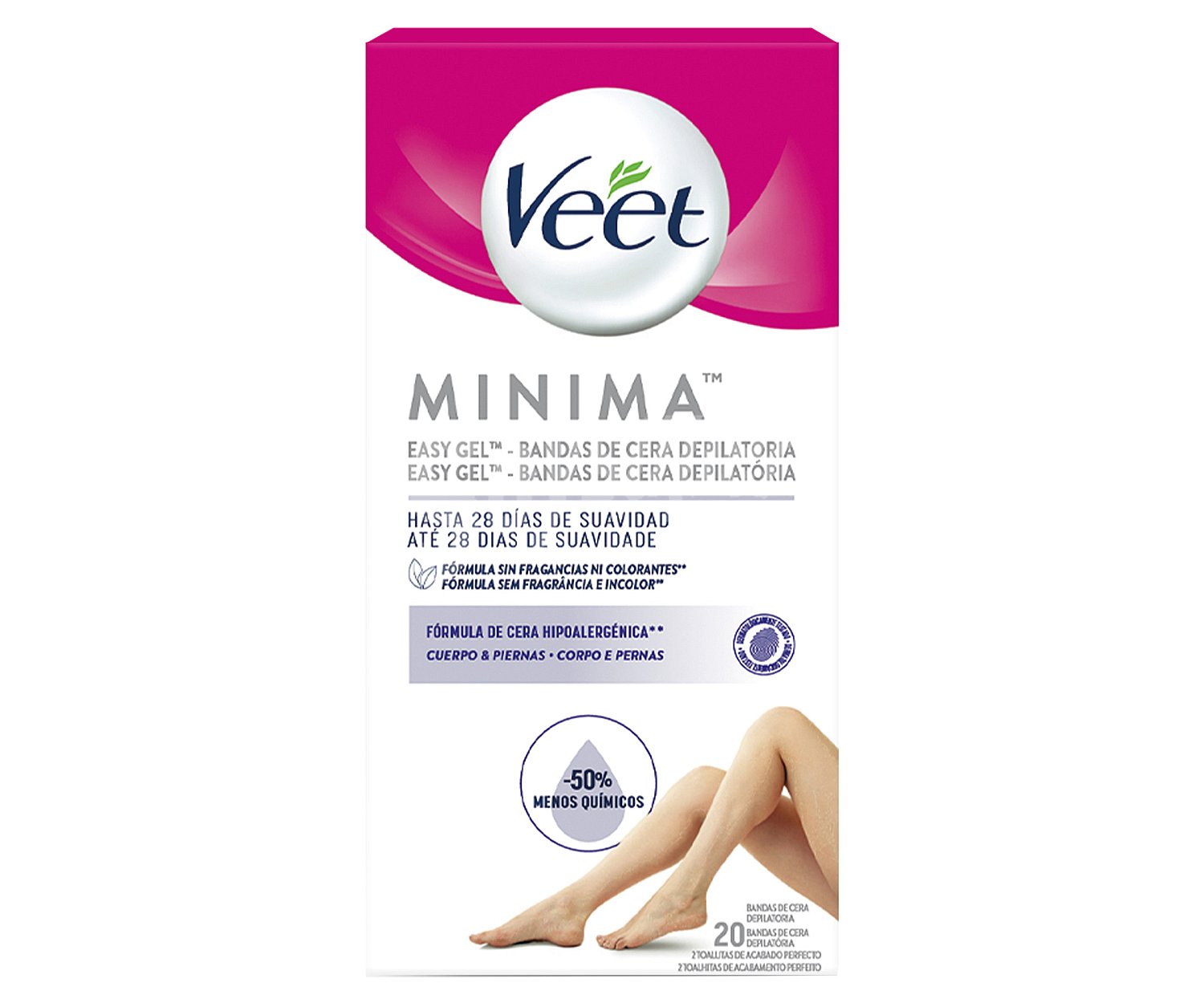 Veet Bandas de cera depilatoria para cuerpo y piernas, para todo tipo de pieles veet Minima