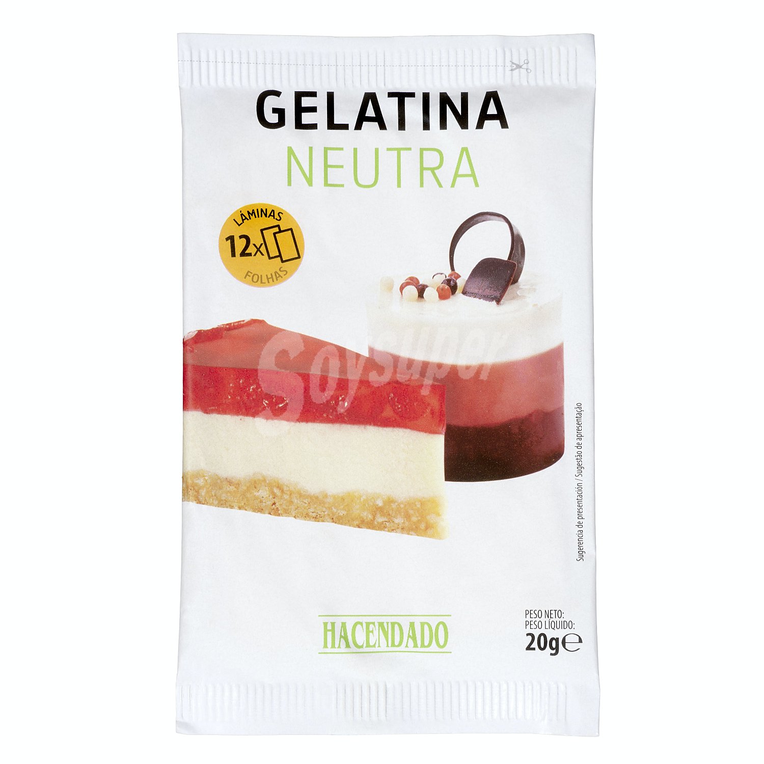 Gelatina laminas neutra