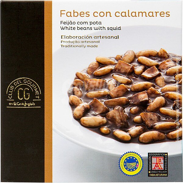 Fabes con calamares elaboración artesanal