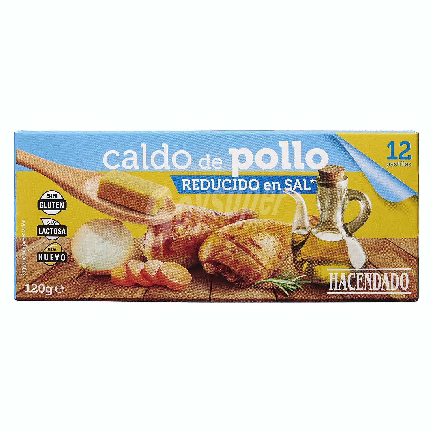 Caldo deshidratado pastillas pollo reducido en sal 